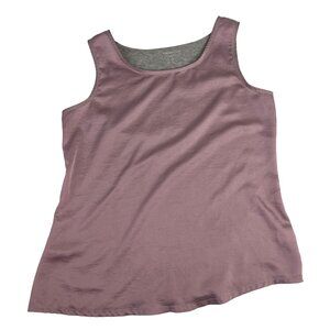 Coldwater Creek Crinkle Tank Top Women's L 14-16 Lilac Gray Stretch Scoop Neck